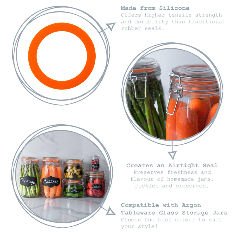 Argon Tableware Glass Storage Jar Seal - Orange - Large