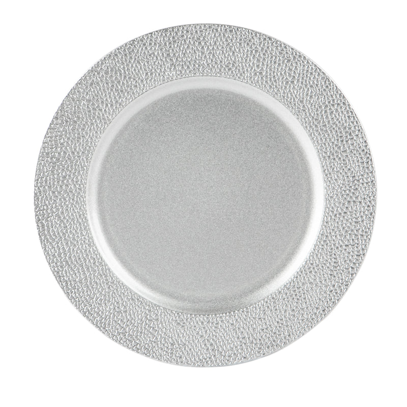 Argon Tableware Single Charger Plate - Decorative Under-plate - 33cm - Hammered Silver