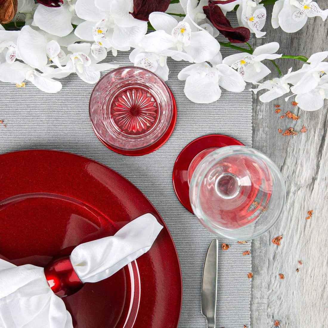 Metallic Drinks Coaster - 10cm - Red