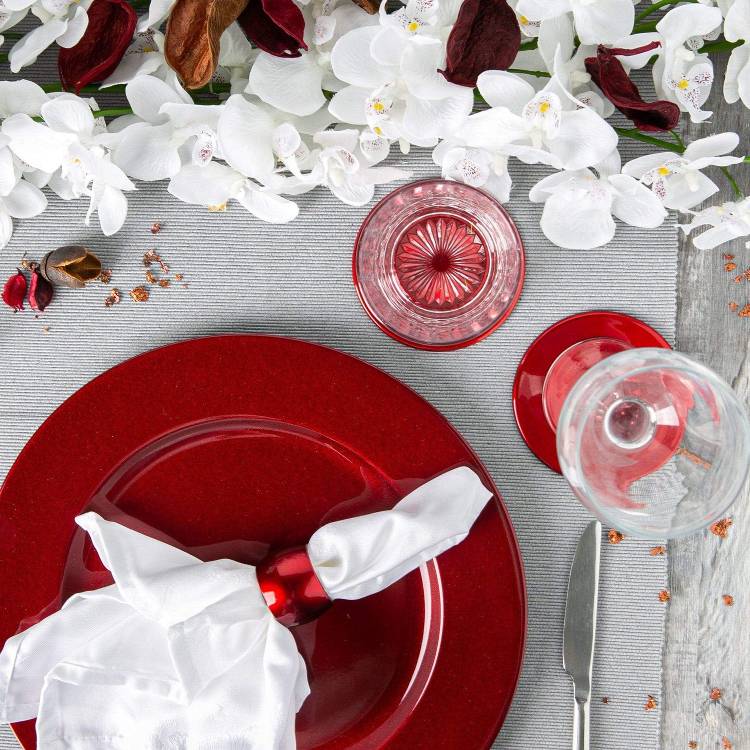 Metallic Drinks Coaster - 10cm - Dark Red