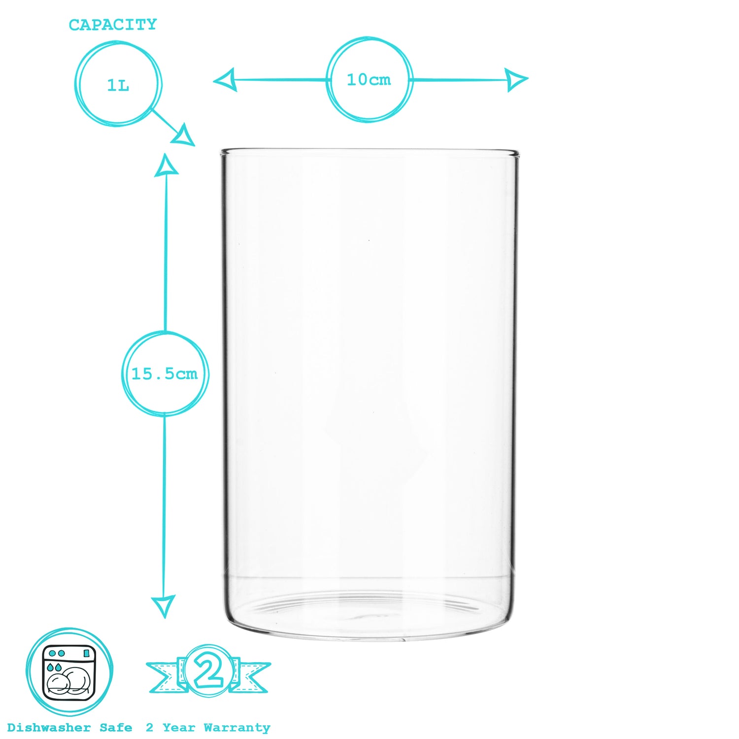 Glass Storage Jar with Metal Lid - 1 Litre - Gold