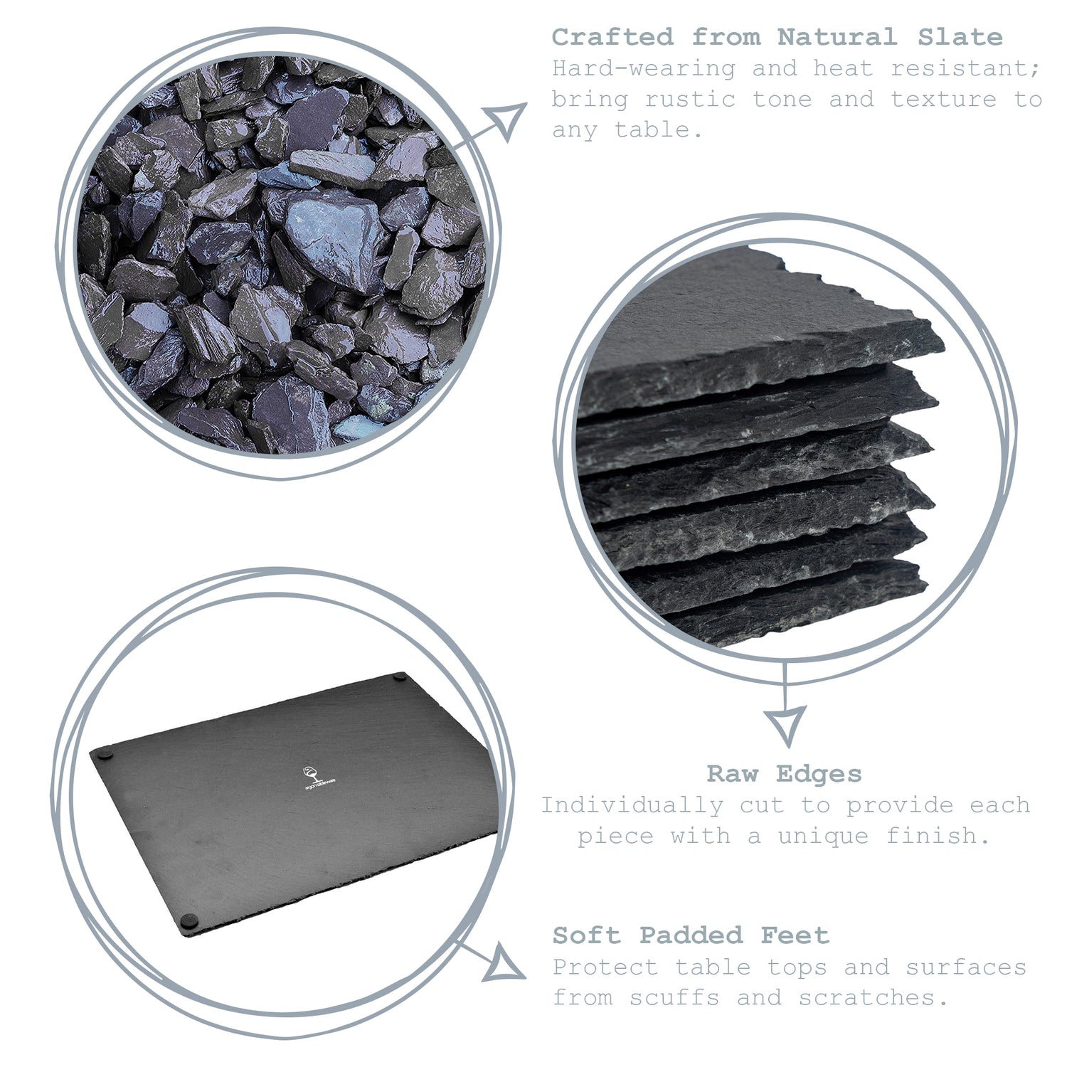 Argon Tableware Heart Shape Natural Slate Placemat