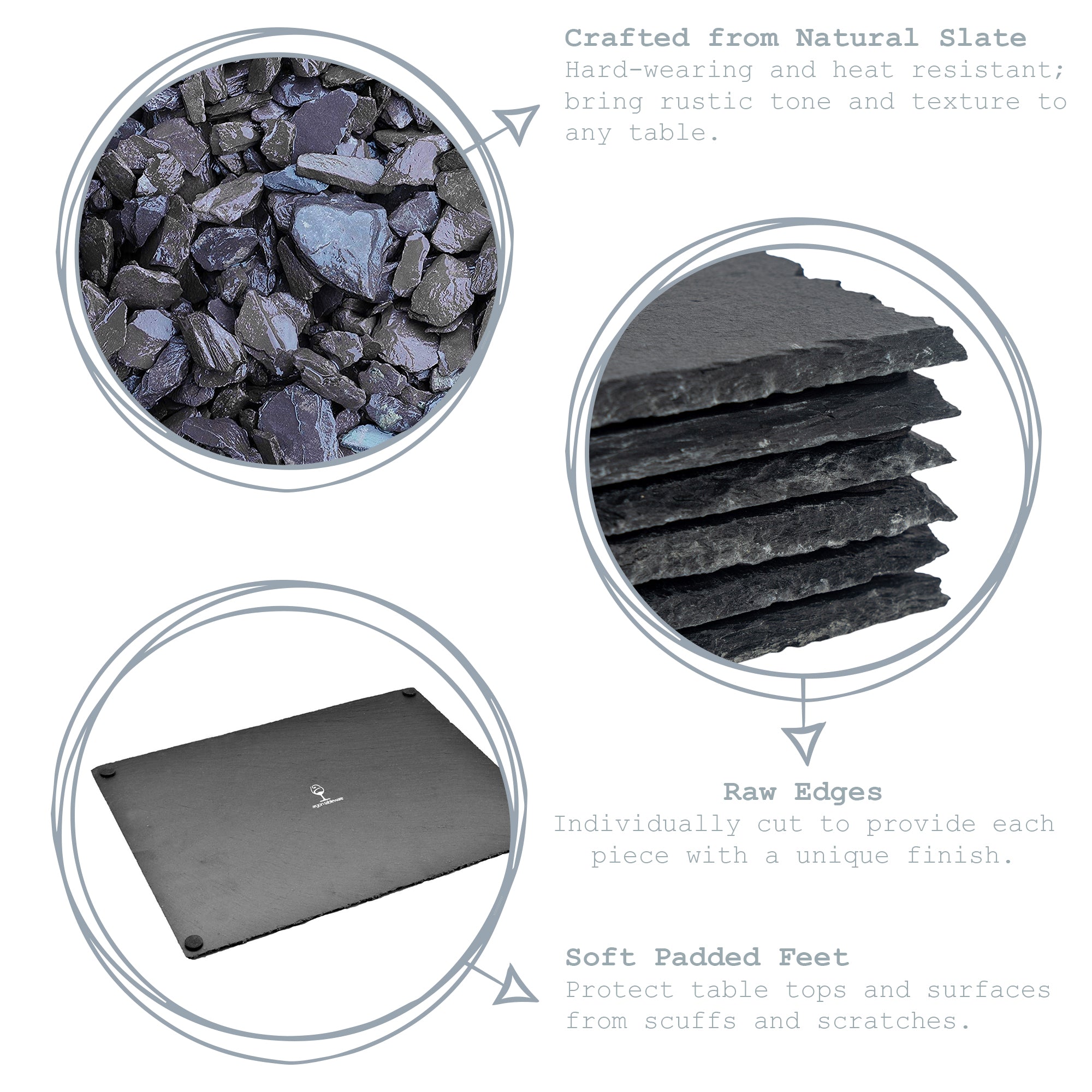 Argon Tableware Heart Shape Natural Slate Placemat