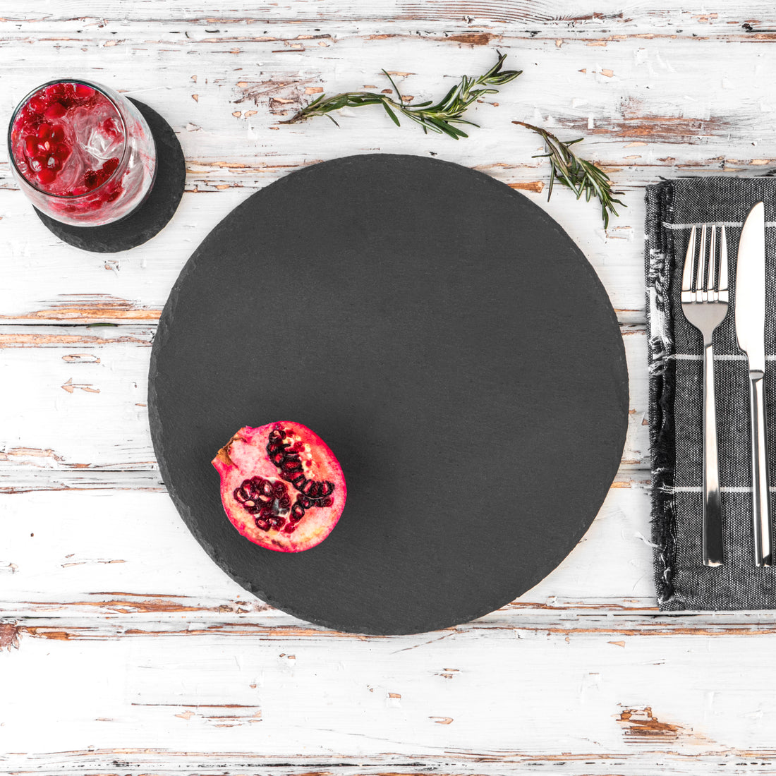Argon Tableware Round Natural Slate Serving Placemat