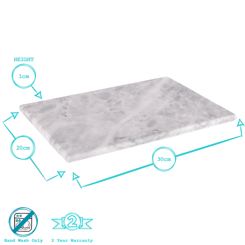 Argon Tableware White Rectangular Marble Chopping Board