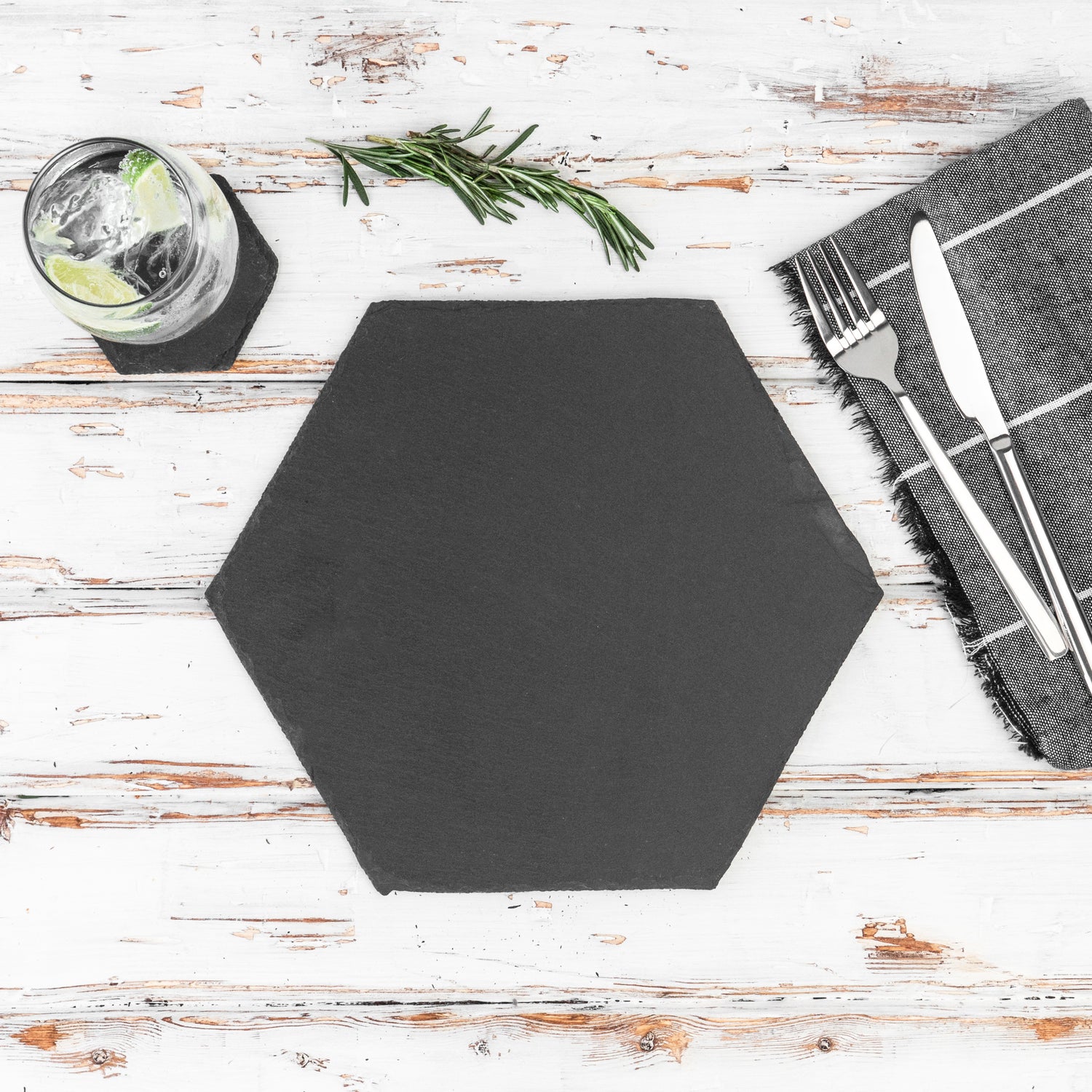 Argon Tableware Hexagon Natural Slate Drinks Coaster