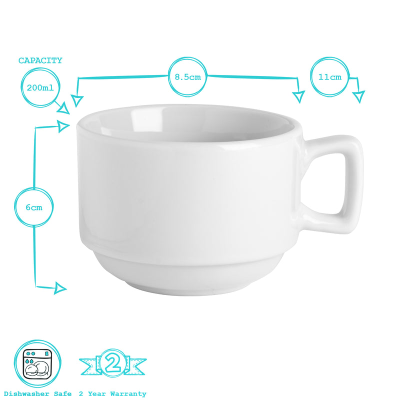 Argon Tableware China Stacking Coffee Mug - 200ml - White