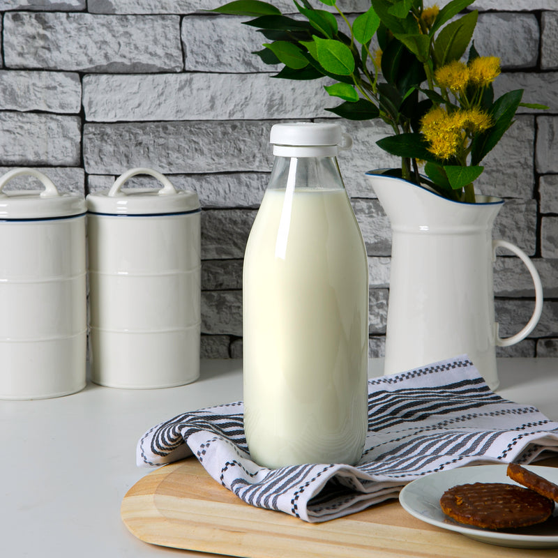 Argon Tableware Glass Milk Bottle with Silicone Lid - 1 Litre