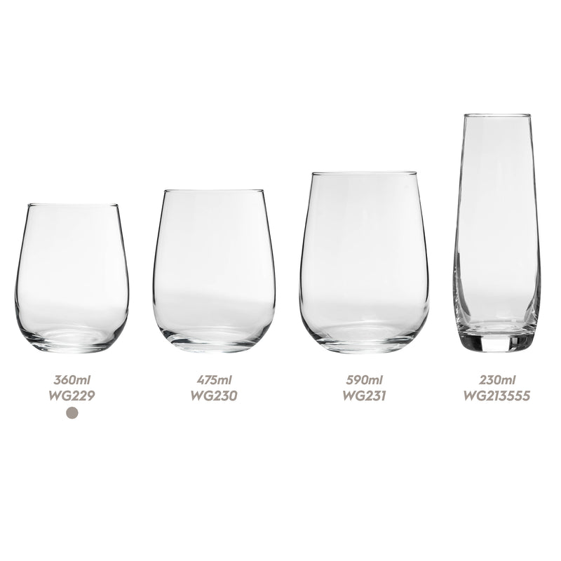 Argon Tableware Corto Stemless Wine Glass - 360ml