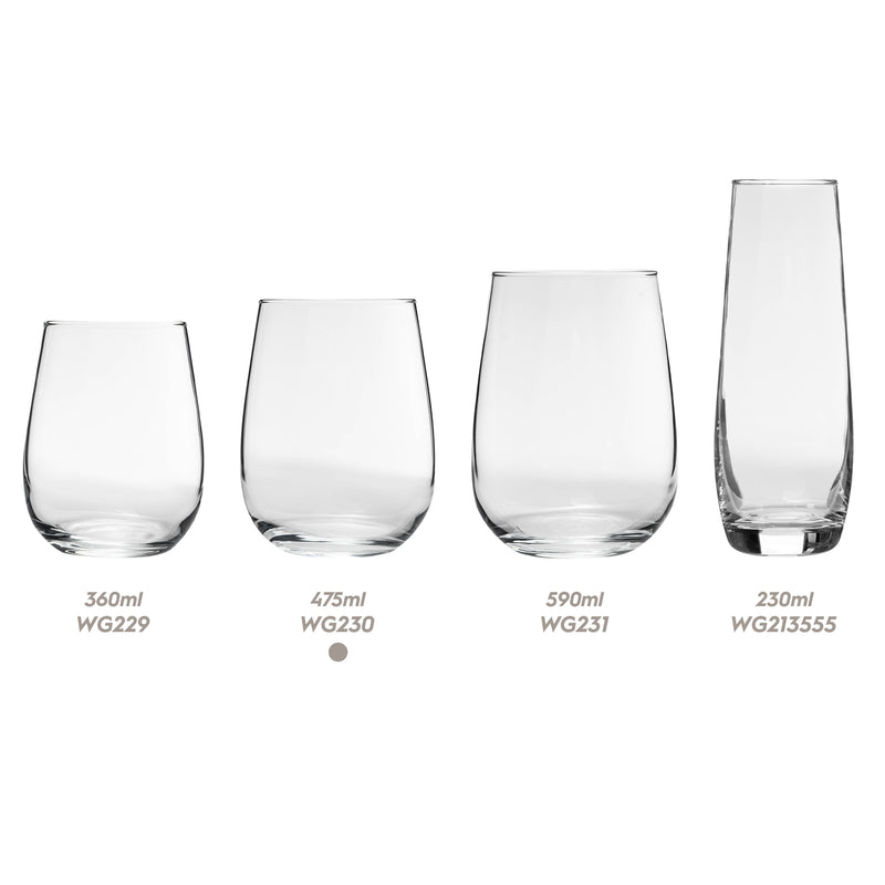 Argon Tableware Corto Stemless Wine Glass - 475ml