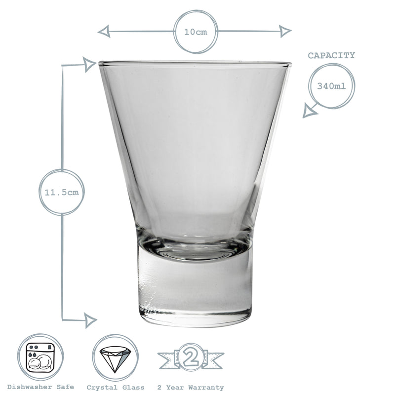 Bormioli Rocco Ypsilon Whiskey Glass Drinking Tumbler - 340ml