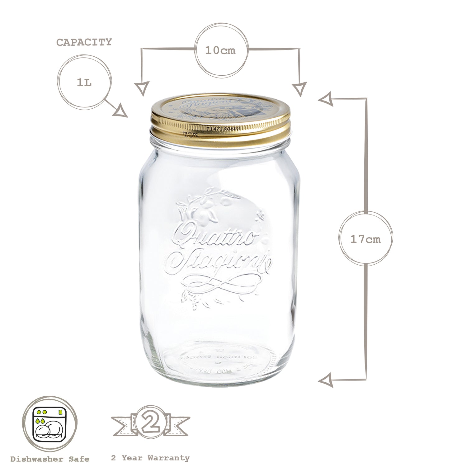 Quattro Stagioni Glass Storage Jar - 1 Litre