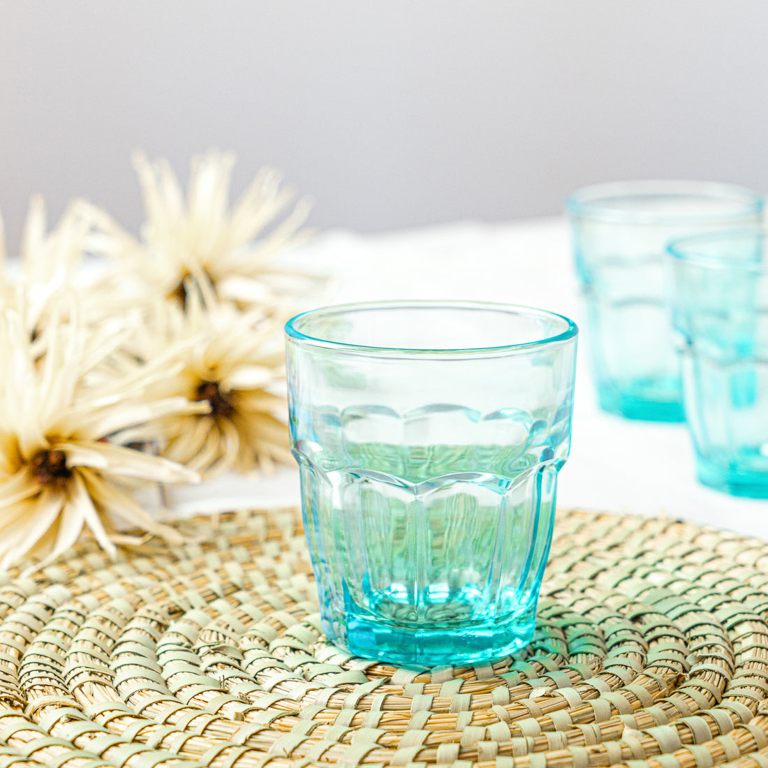 Bormioli Rocco Rock Bar Lounge Stacking Glass Drinking Tumbler, Blue - 270ml
