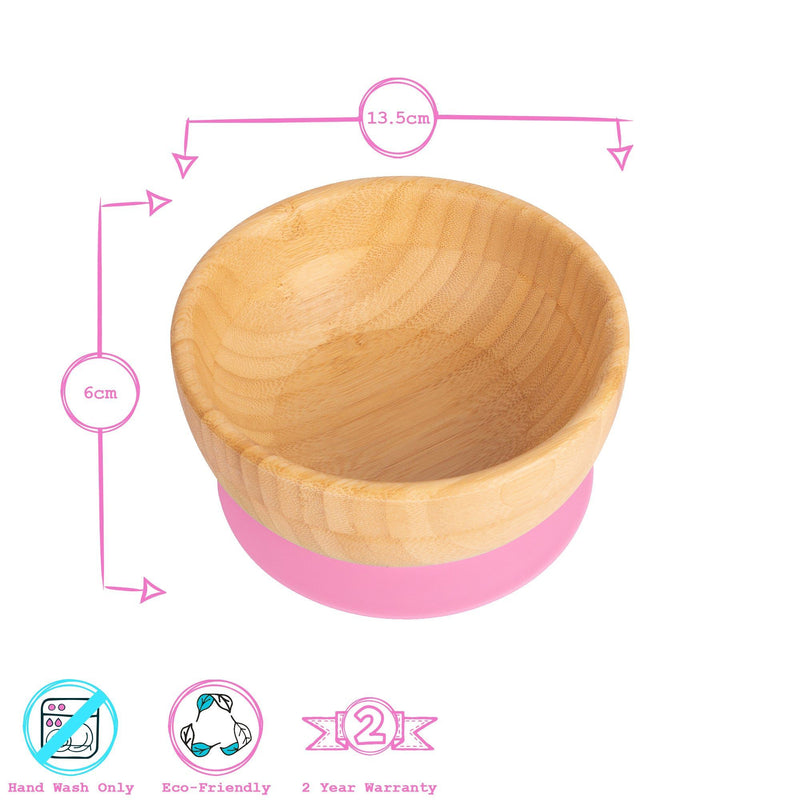 Tiny Dining Children's Bamboo Bowl with Suction Cup - Pink