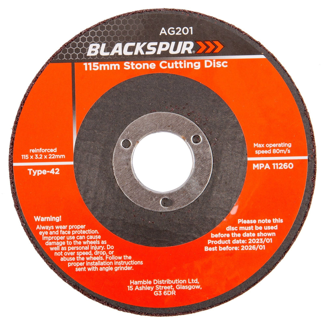 115mm x 3.2mm (4.5&quot;) Stone Cutting Disc - By Blackspur