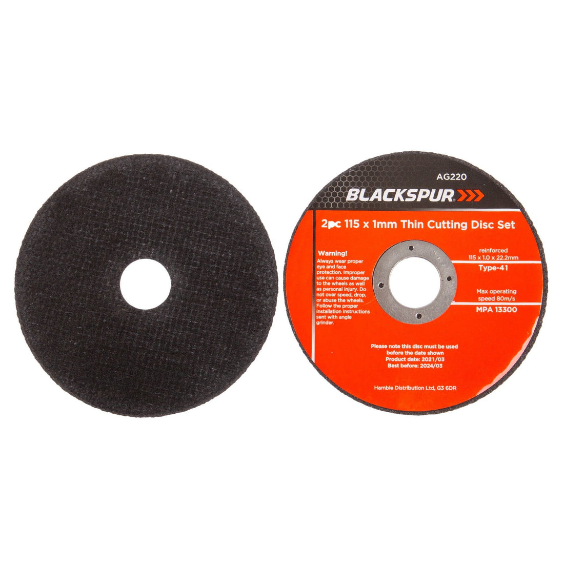 2pc 115mm x 1mm (4.5&quot;) Thin Cutting Disc Set - By Blackspur