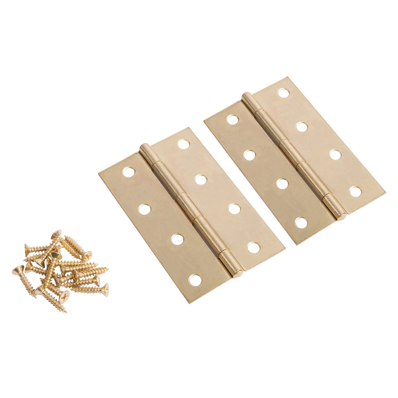 Brass 100mm Steel Butt Hinges - Pack of 2 - By Blackspur