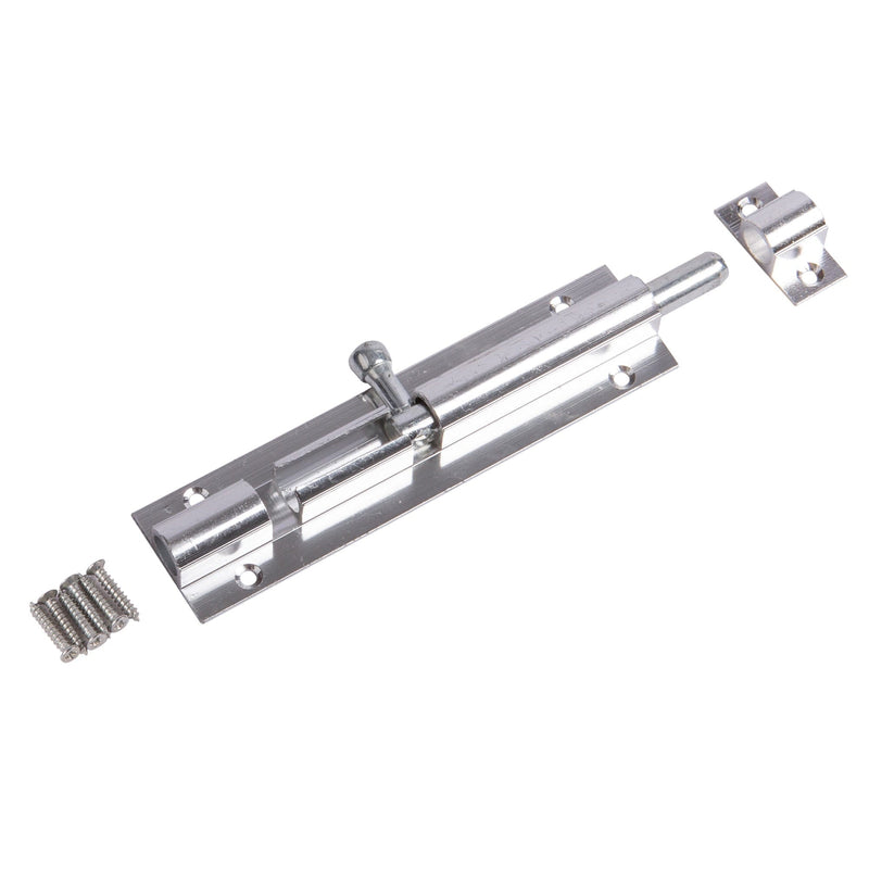 Silver 100mm Aluminium Barrel Bolt - By Blackspur