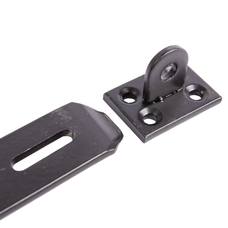 Black 114mm Heavy-Duty Carbon Steel Safety Hasp & Staple - By Blackspur