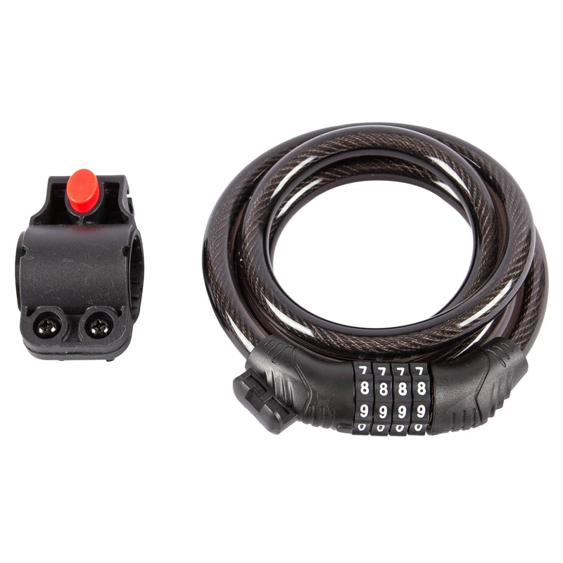 Black 1.2m Combination Cable Lock & Bracket - By Blackspur