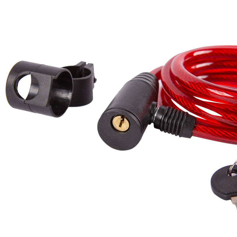 Red 1.8m Heavy-Duty Cable Lock & Bracket - By Blackspur