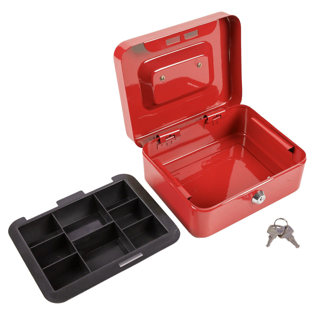 Red 20.5cm Metal Cash Box