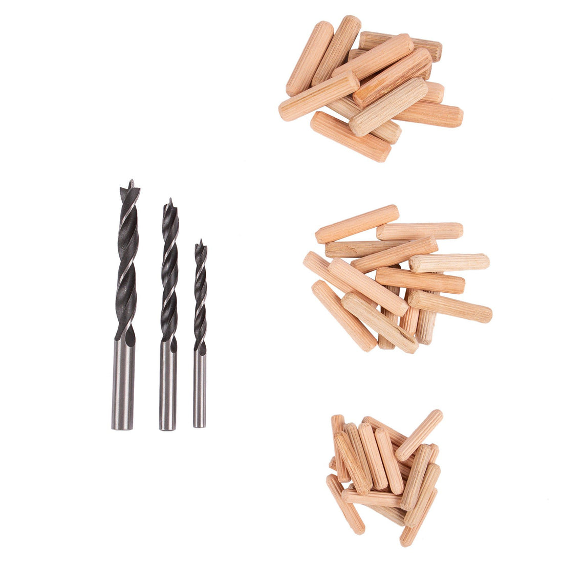 47pc Carbon Steel Wood Drill Bit &amp; Dowels Set - 3 Sizes - By Blackspur