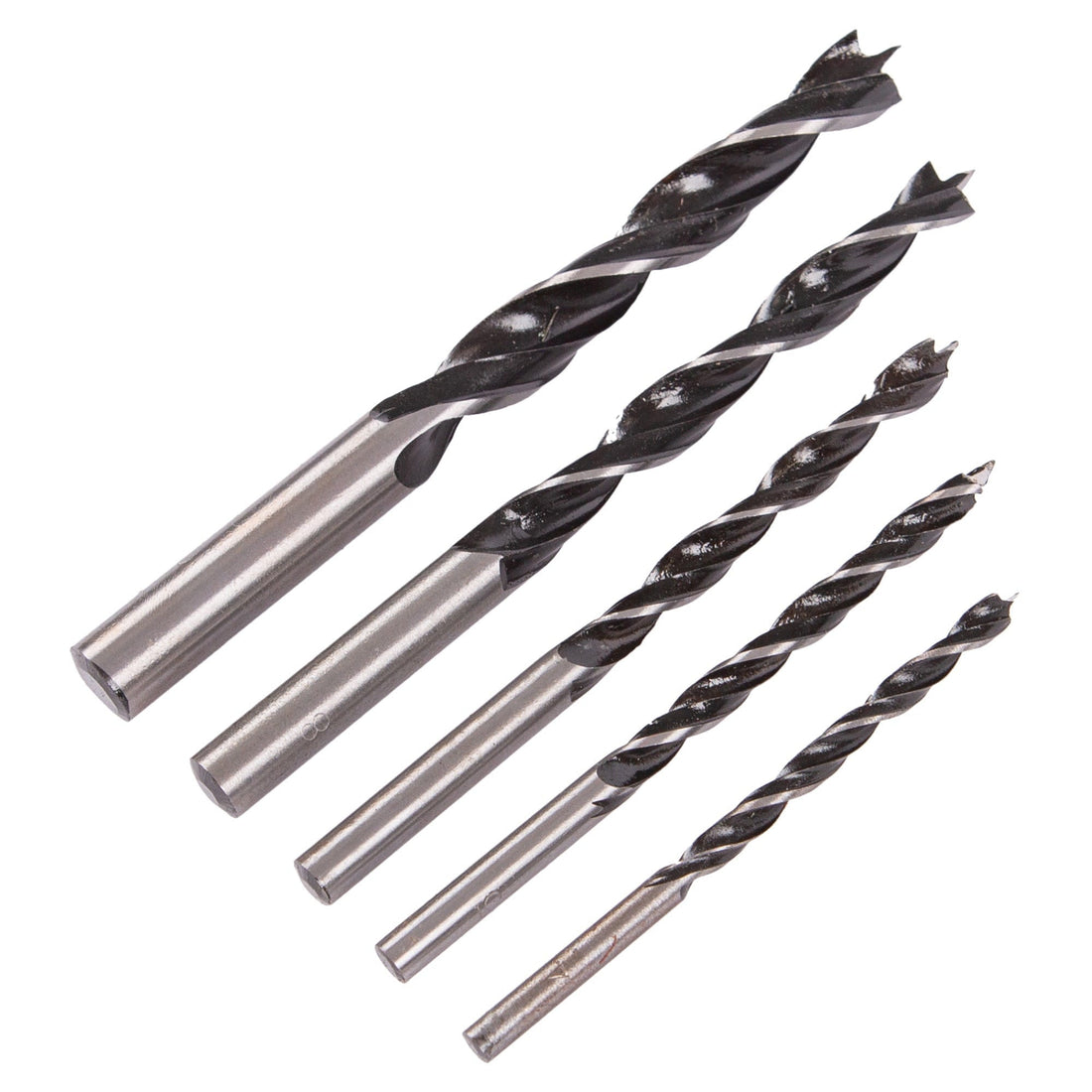 5pc 4-10mm Carbon Steel Brad Point Wood Drill Bit Set - By Blackspur