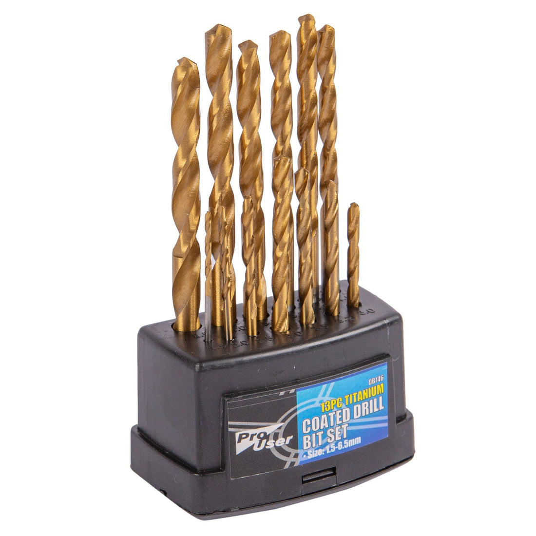 13pc Titanium Coated 1.5-6.5mm Steel Drill Bit Set - By Pro User