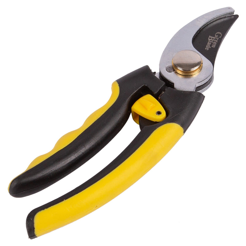 Yellow Compact 19cm Carbon Steel Bypass Secateurs - By Green Blade
