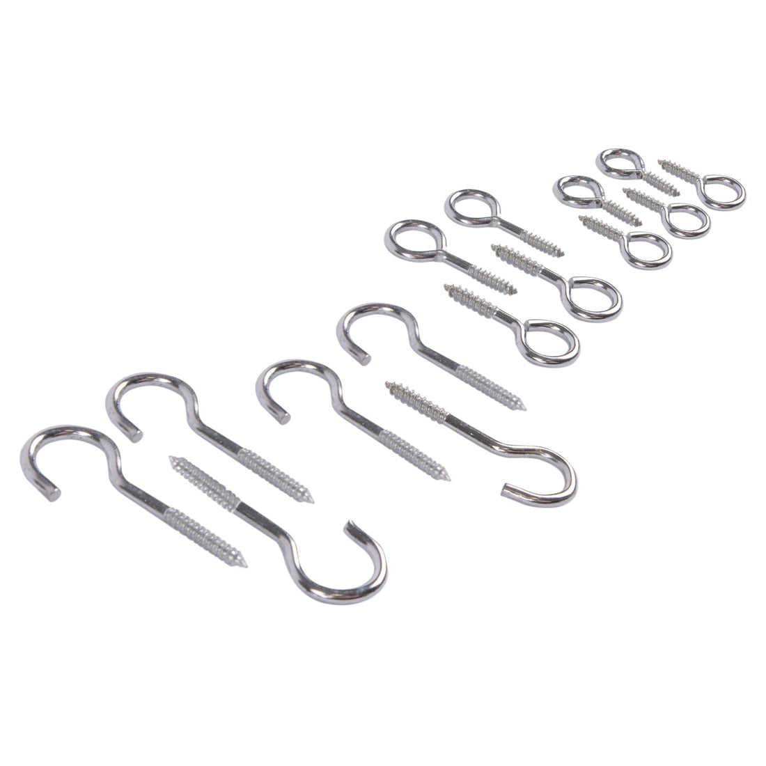 15pc Galvanised Iron Screw Hooks Set - 4 Sizes - By Blackspur