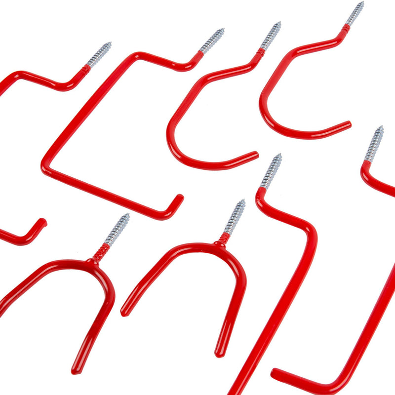 8pc Red PVC-Coated Storage Hooks Set - 4 Sizes - By Blackspur