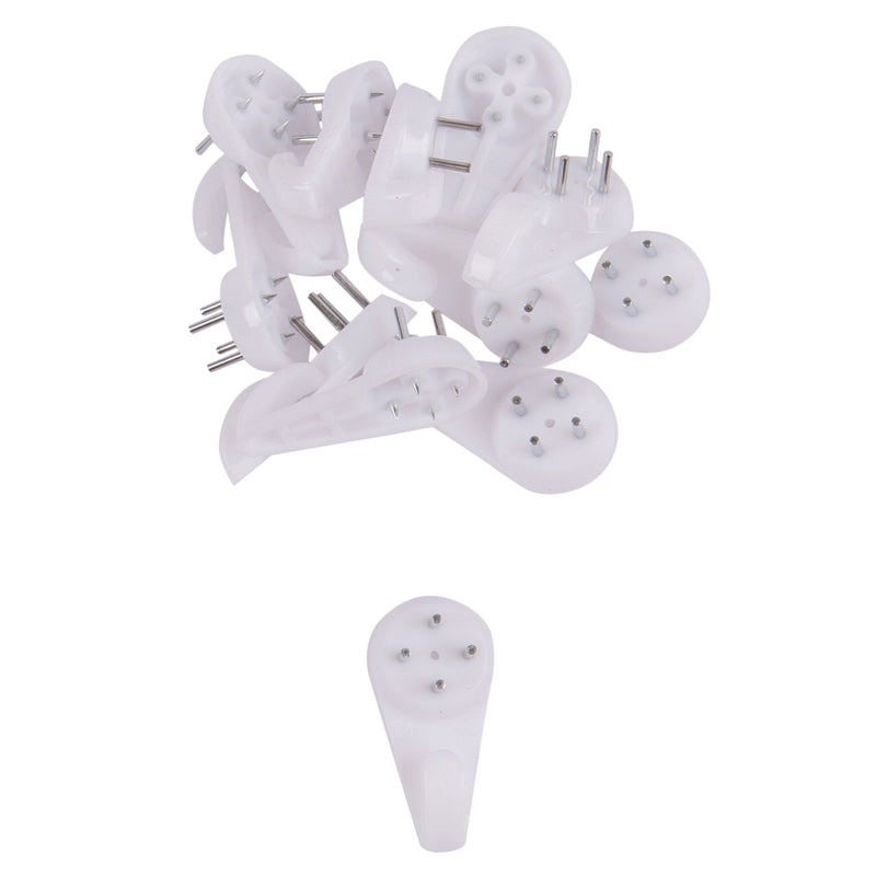 White 30mm Plastic Picture Hooks - Pack of 12 - By Blackspur
