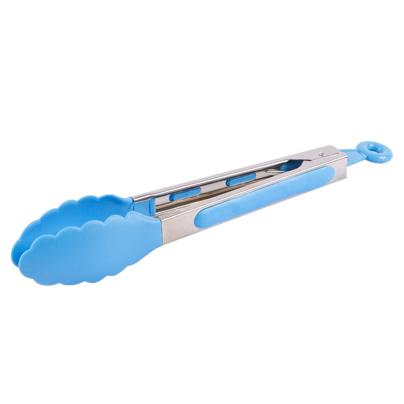 Blue 22.5cm Stainless Steel Food Tongs - By Ashley