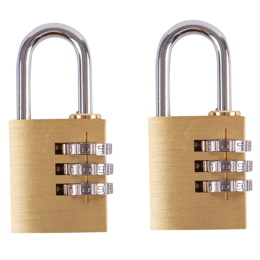 Heavy-Duty 2.5cm Brass Combination Padlocks - Pack of 2 - By Blackspur