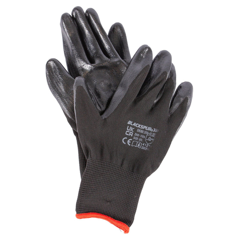 Black L Nitrile-Coated Multi-Purpose Gloves - By Blackspur