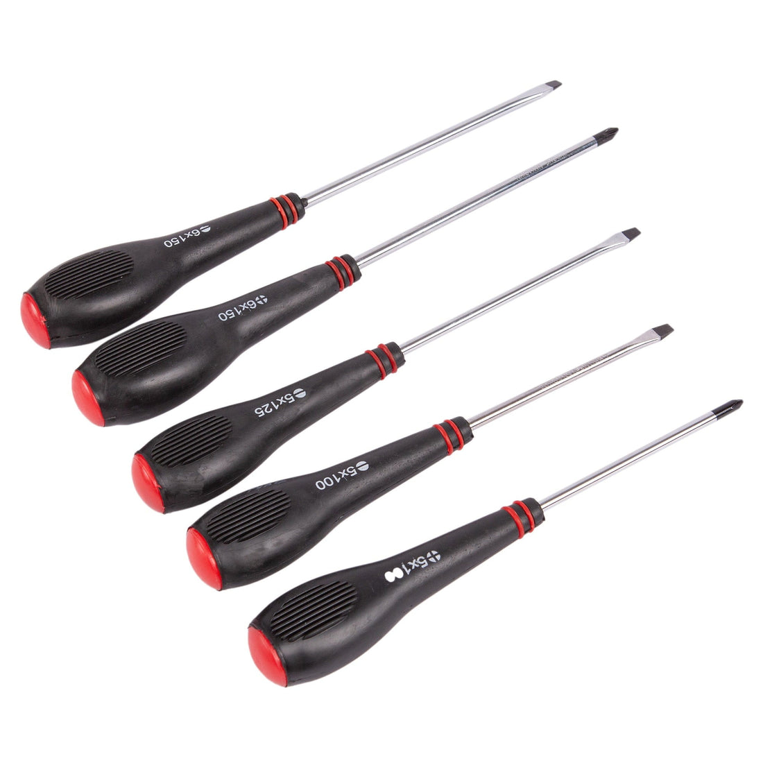 5pc Black Carbon Steel Comfort Grip Screwdriver Set - By Blackspur