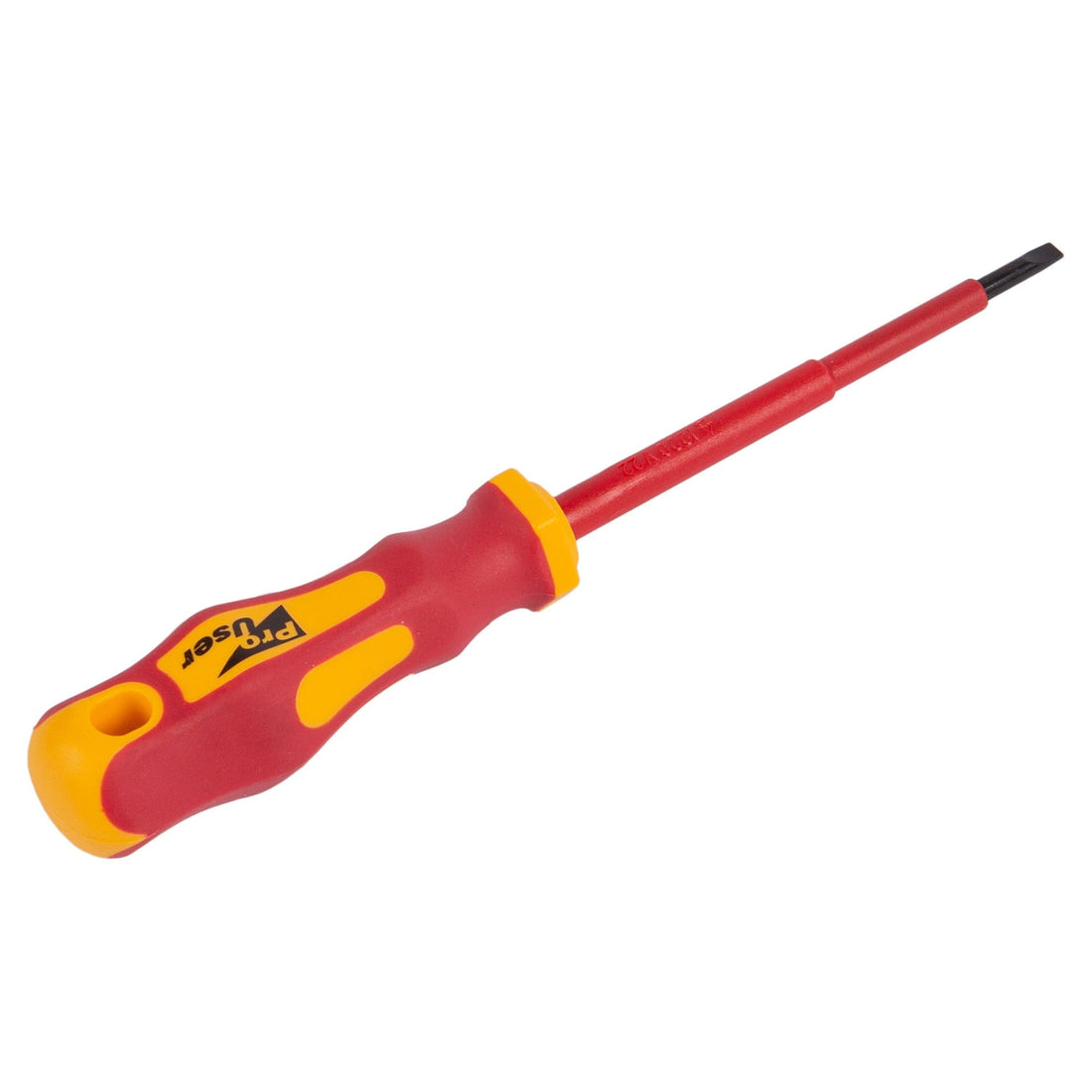 Red Insulated 10cm x 4mm Chrome Vanadium Flathead Screwdriver - By Pro User