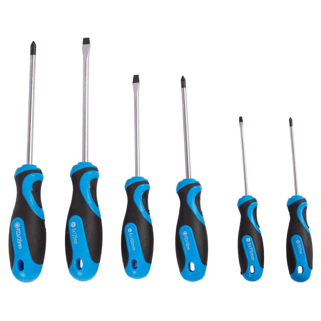 6pc Blue Magnetic Chrome Vanadium Pozidriv Screwdriver Set