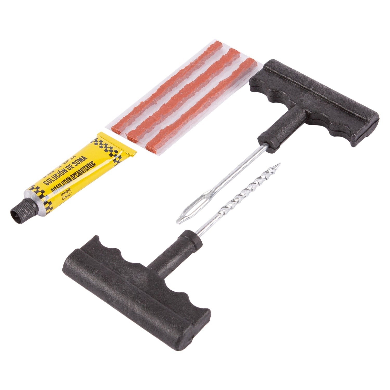 6pc Black Car Tyre Puncture Repair Kit - By Blackspur