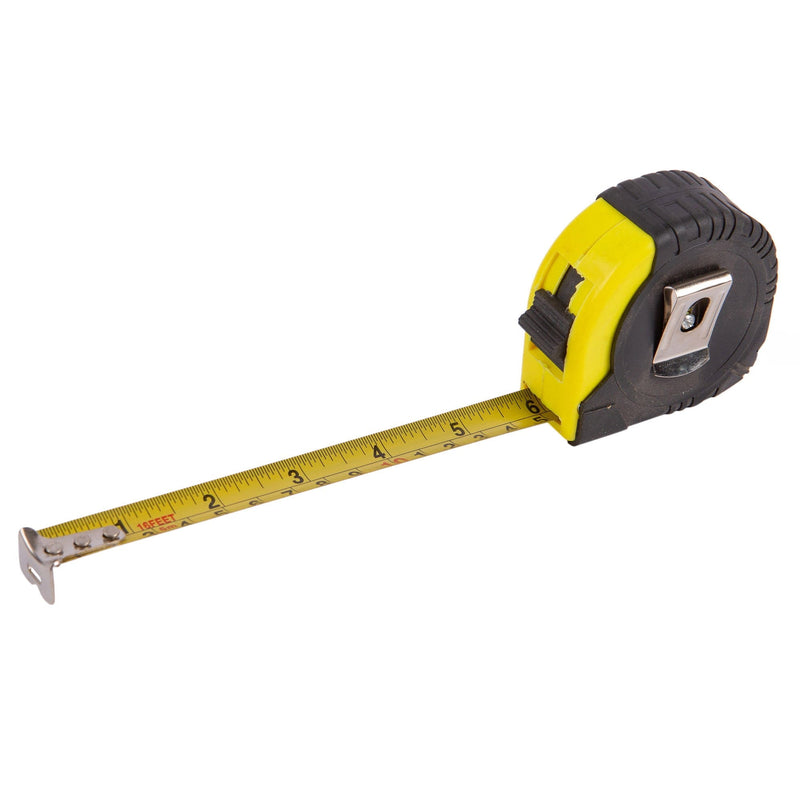Yellow 5m x 18mm Retractable Tape Measure with Cover - By Blackspur