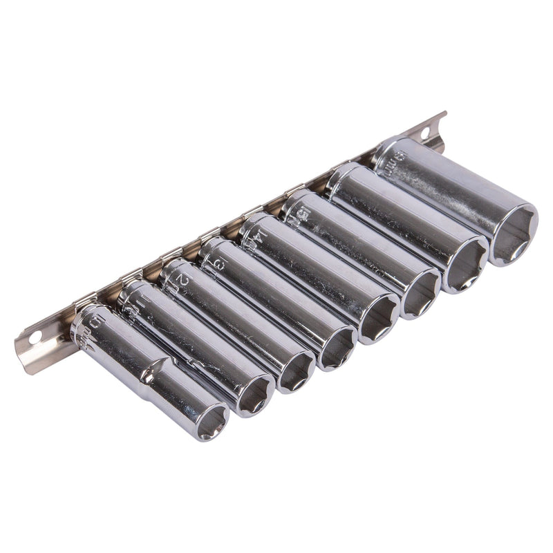 8pc Carbon Steel Metric Deep Socket Set - By Pro User