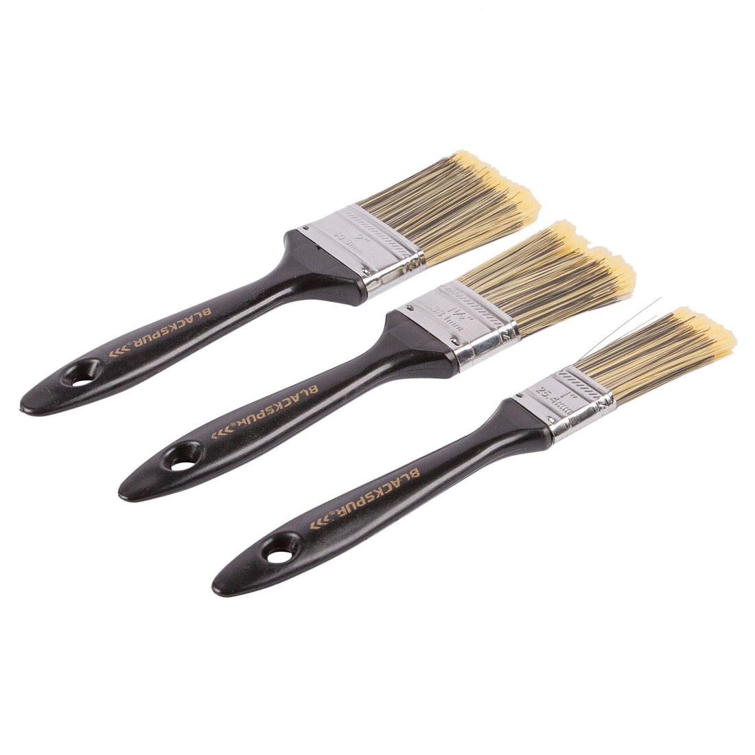 3pc Black Plastic DIY Paint Brush Set - By Blackspur