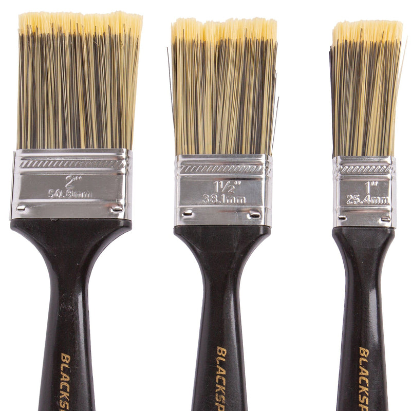 3pc Black Plastic DIY Paint Brush Set - By Blackspur
