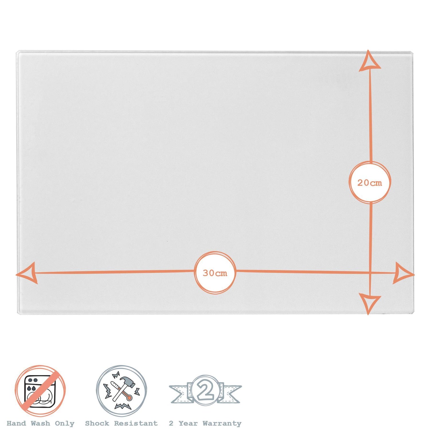 Harbour Housewares Classic Glass Placemat 300x200mm - White