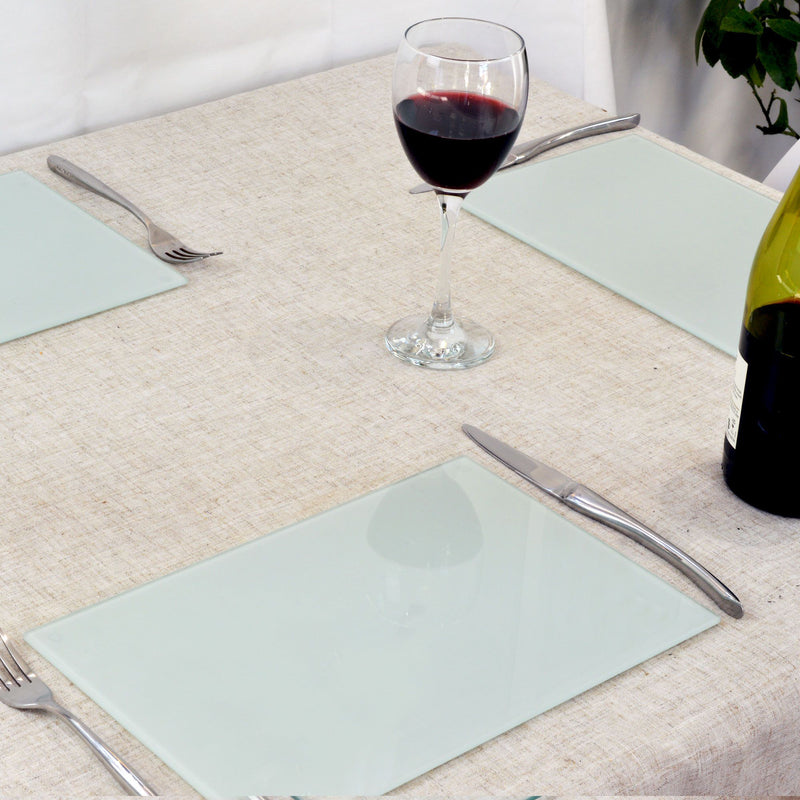 Harbour Housewares Classic Glass Placemat 300x200mm - White