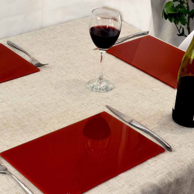 Harbour Housewares Classic Glass Placemat 300x200mm - Red