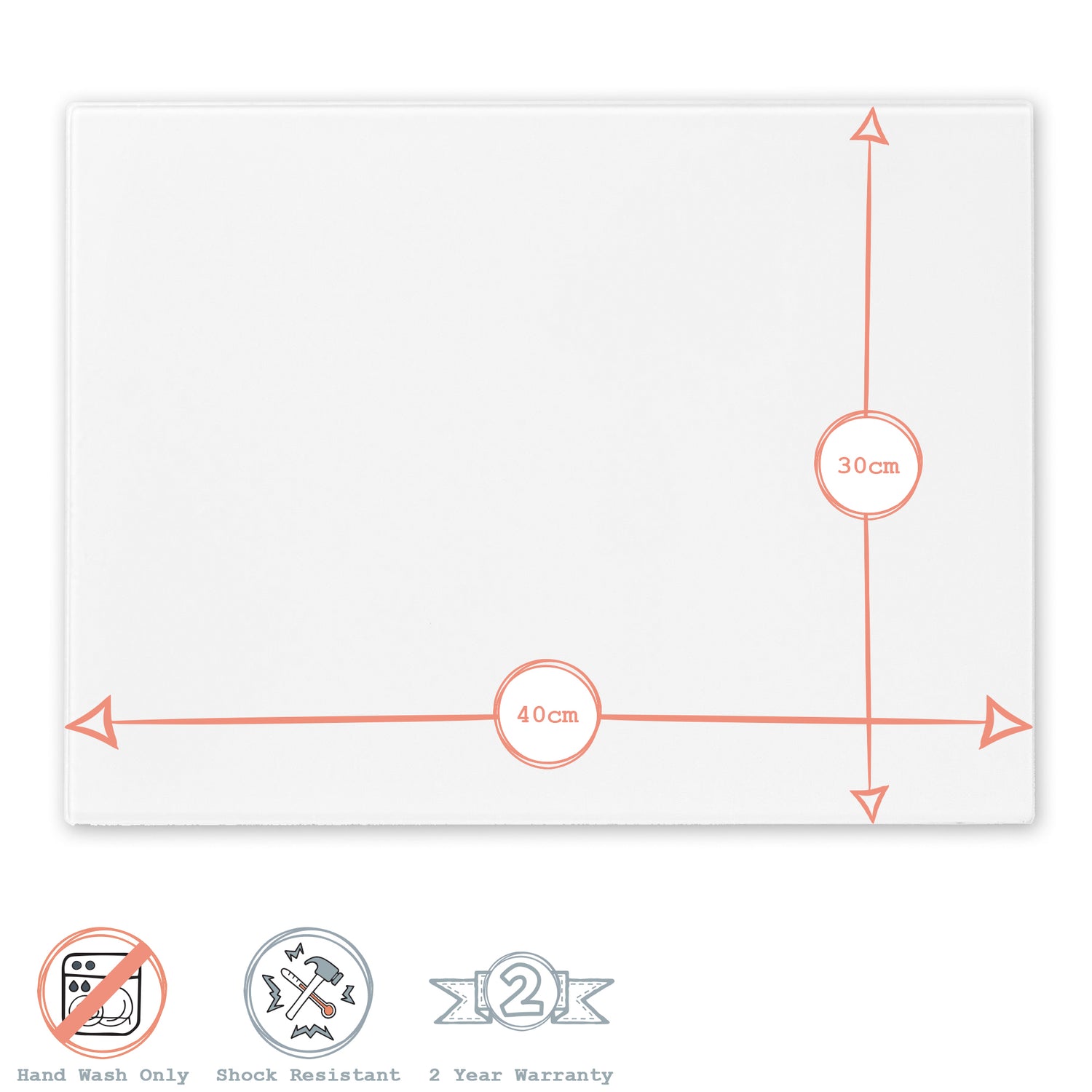 Harbour Housewares Classic Glass Placemat 400x300mm - White