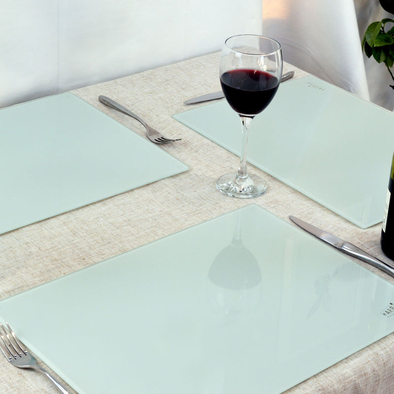 Harbour Housewares Classic Glass Placemat 400x300mm - White