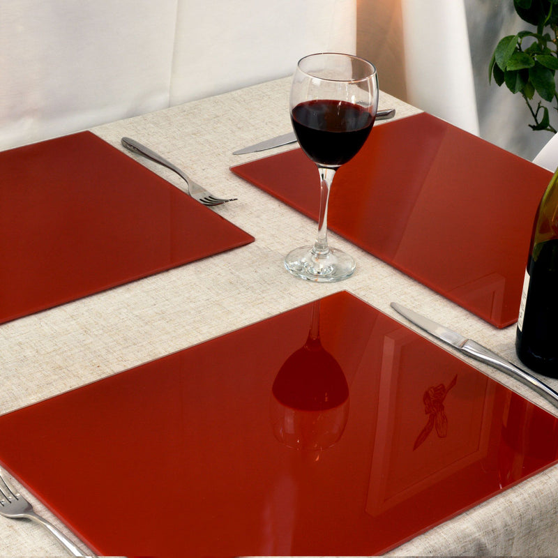 Harbour Housewares Classic Glass Placemat 400x300mm - Red